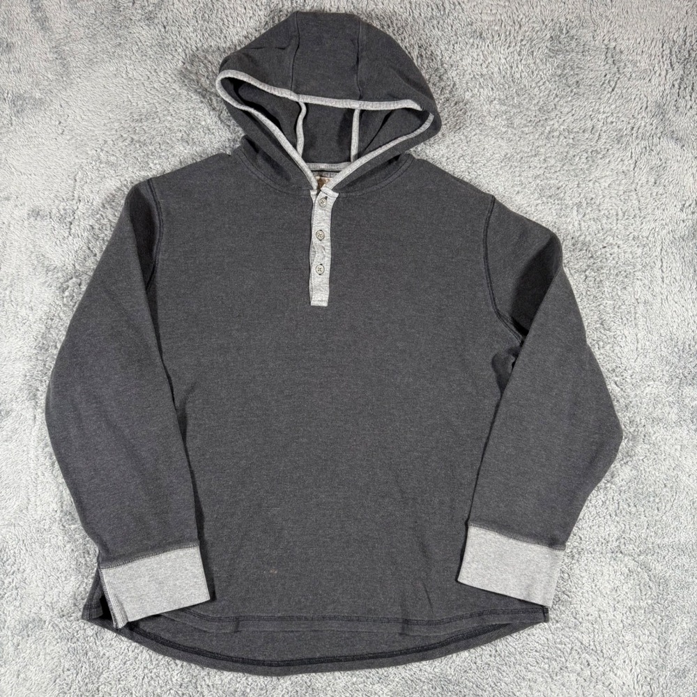 Carbon 2 Cobalt Waffle Knit Thermal Henley Hoodie‎ Gray Shirt Size XL